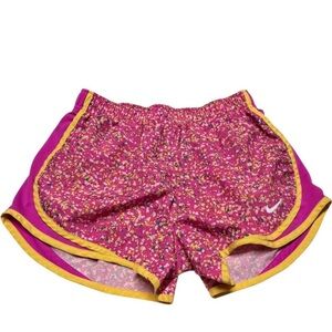 Nike Women's Dri-Fit Lined Running Shorts Pink & Yellow Shorts Size Small